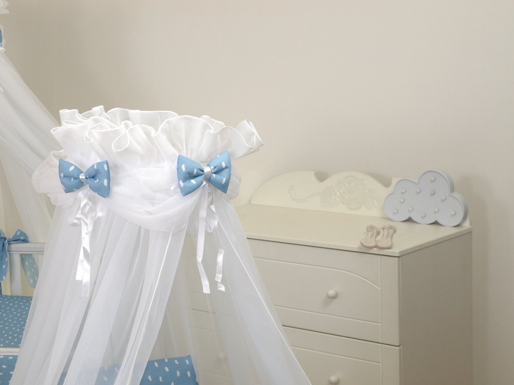 AMY Baldachin din tul pentru patut bebe Sky Bunny Blue 160 x 600 cm