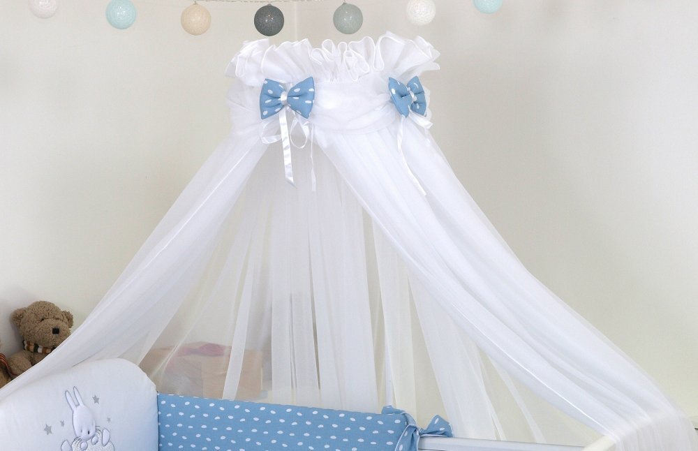 AMY Baldachin din tul pentru patut bebe Sky Bunny Blue 160 x 600 cm