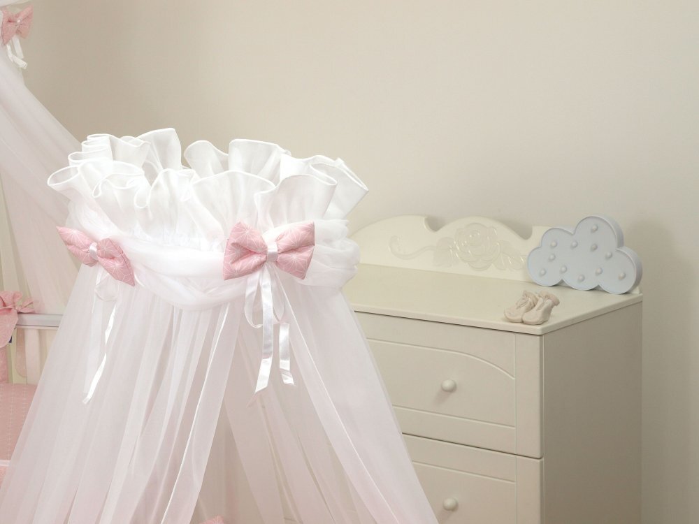 AMY Baldachin din tul pentru patut bebe Sky Bunny Pink 160 x 600 cm