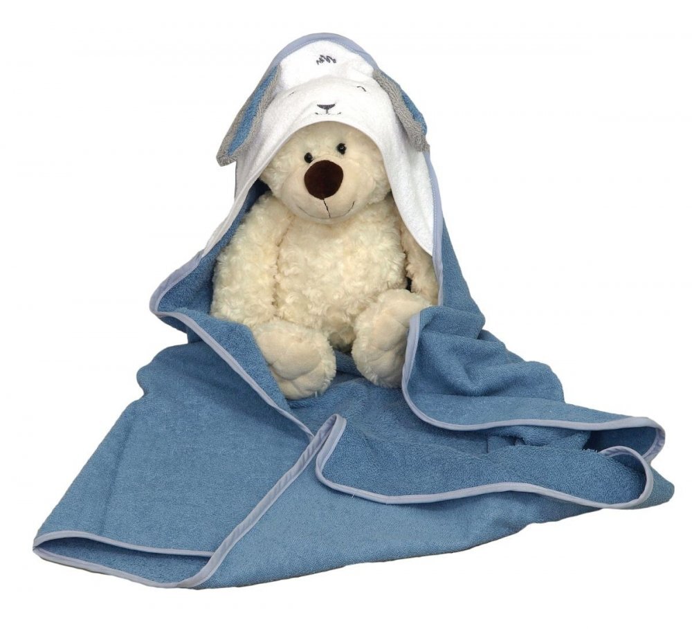 AMY Prosop de baie pentru bebelusi din bumbac cu gluga Fluffy Blue 75 x 75 cm