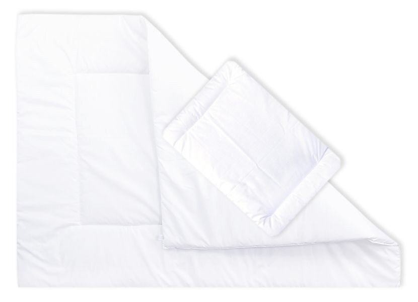 AMY Set pilota 135 x 100 cm si perna 40 x 60 cm pentru copii bumbac si umplutura BabySoft alb