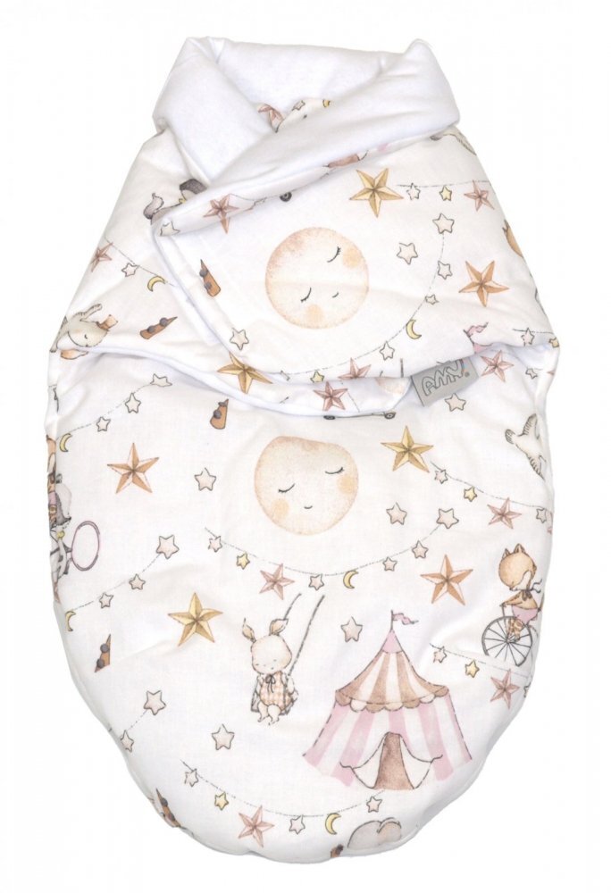 AMY Sistem de infasare Baby swaddle din bumbac cu umplutura antialergica BabySoft Circ roz