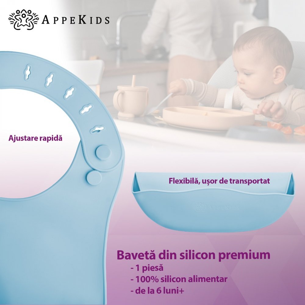 APPEKIDS Baveta din silicon Aqua Blue