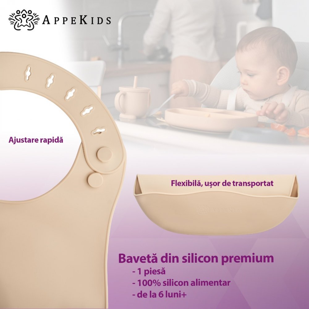 APPEKIDS Baveta din silicon Bubble Beige