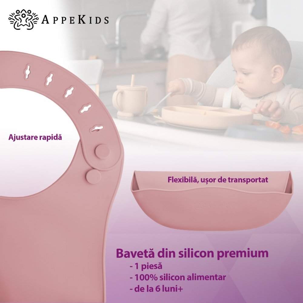 APPEKIDS Baveta din silicon Old Rose