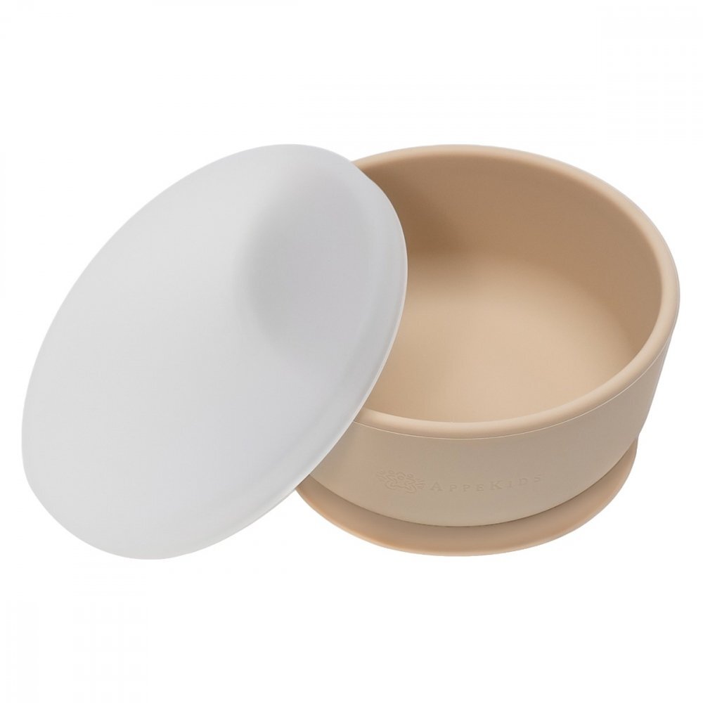 APPEKIDS Bol din silicon cu ventuza si capac Bubble Beige