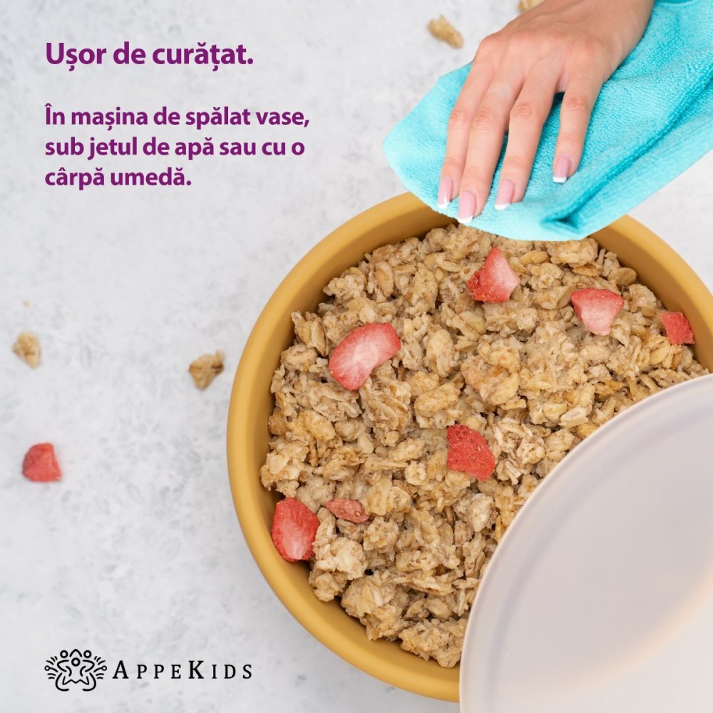 APPEKIDS Bol din silicon cu ventuza si capac Honey