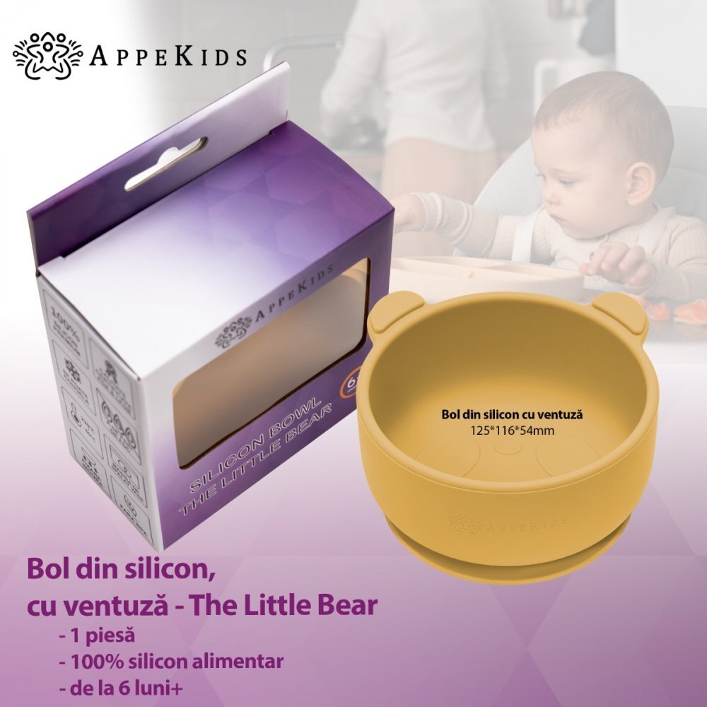 APPEKIDS Bol din silicon cu ventuza The Little Bear Honey