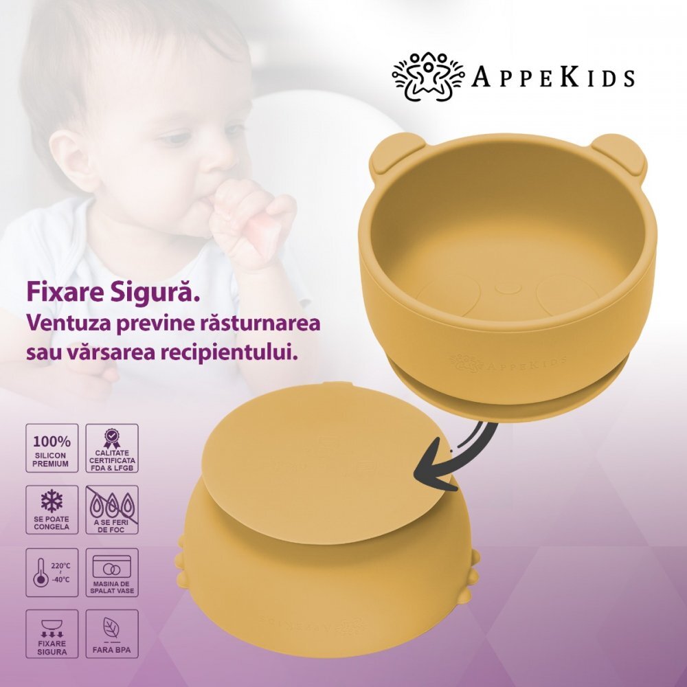APPEKIDS Bol din silicon cu ventuza The Little Bear Honey