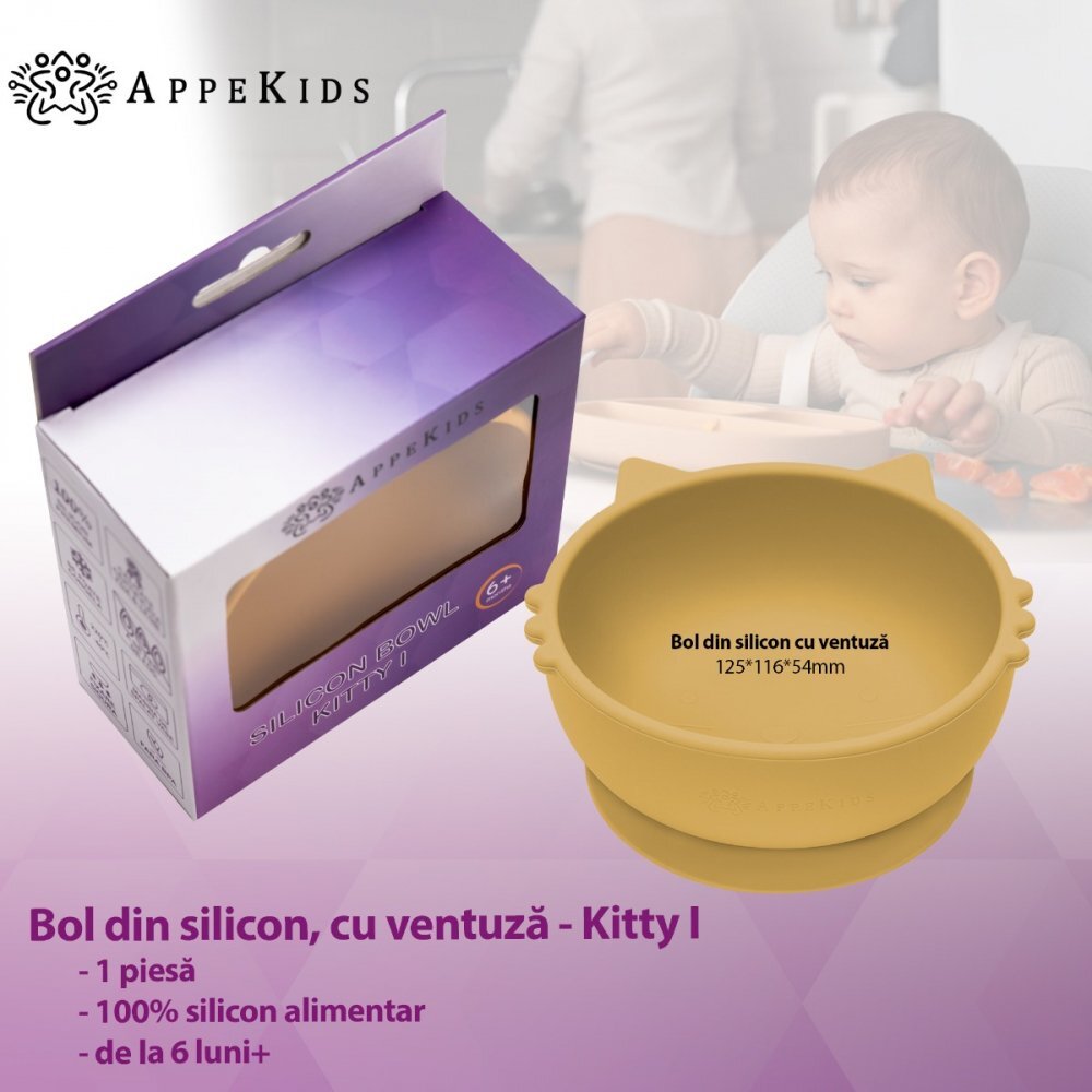 APPEKIDS Bol din silicon Kitty I Honey