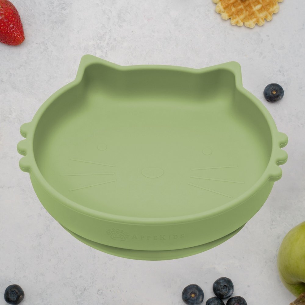 APPEKIDS Bol din silicon Kitty II Raw Green