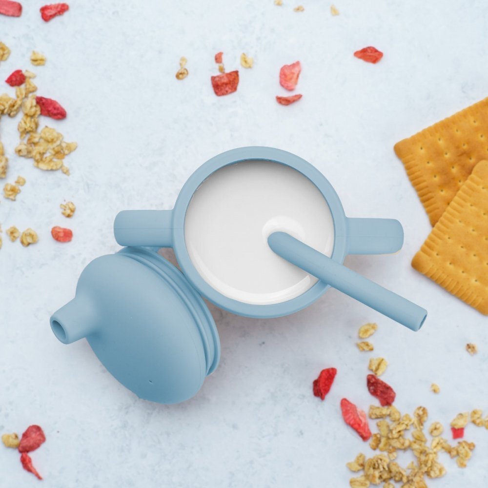 APPEKIDS Cana din silicon cu pai Aqua Blue