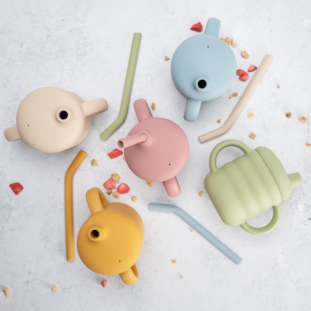 APPEKIDS Cana din silicon cu pai Aqua Blue