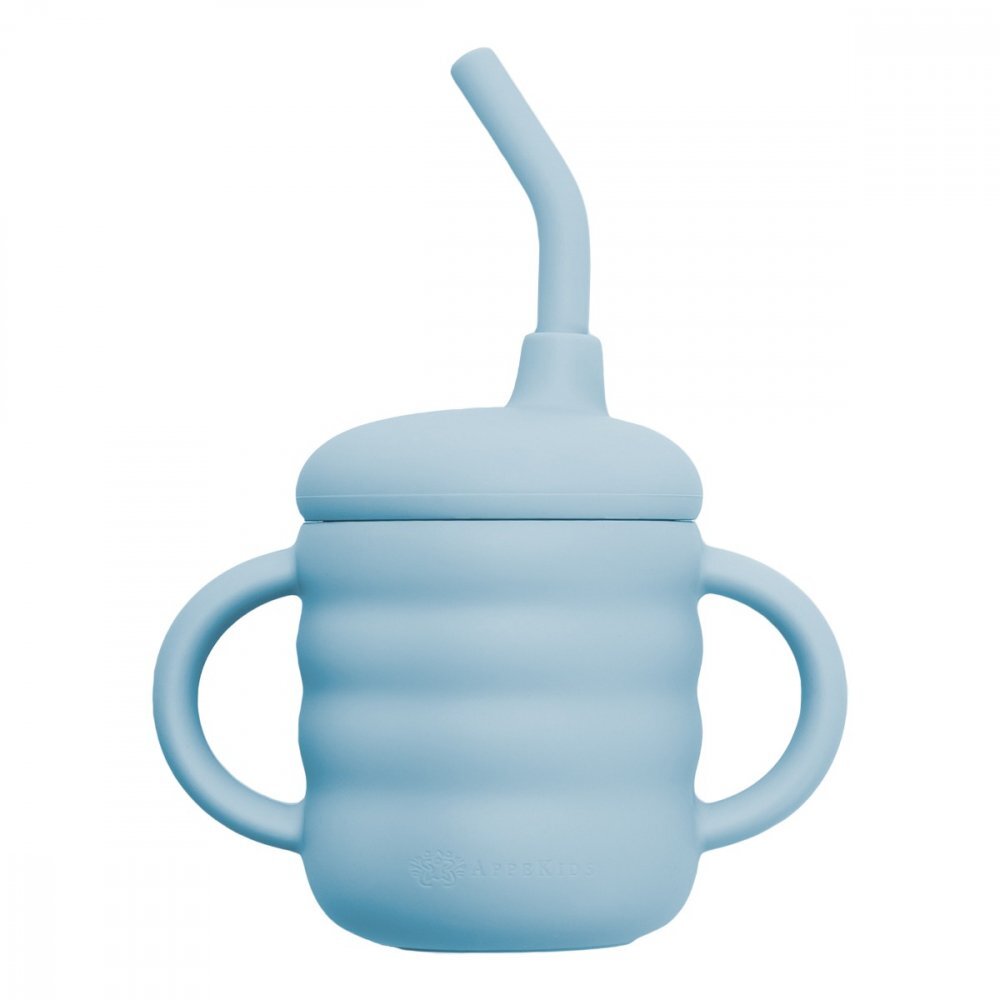 APPEKIDS Cana din silicon cu pai Aqua Blue