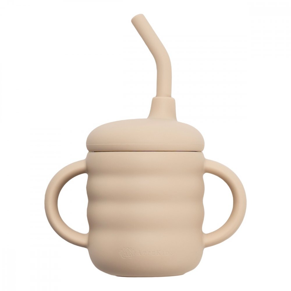 APPEKIDS Cana din silicon cu pai Bubble Beige