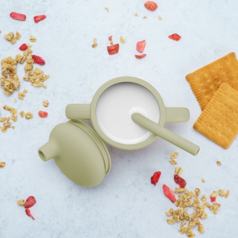 APPEKIDS Cana din silicon cu pai Raw Green
