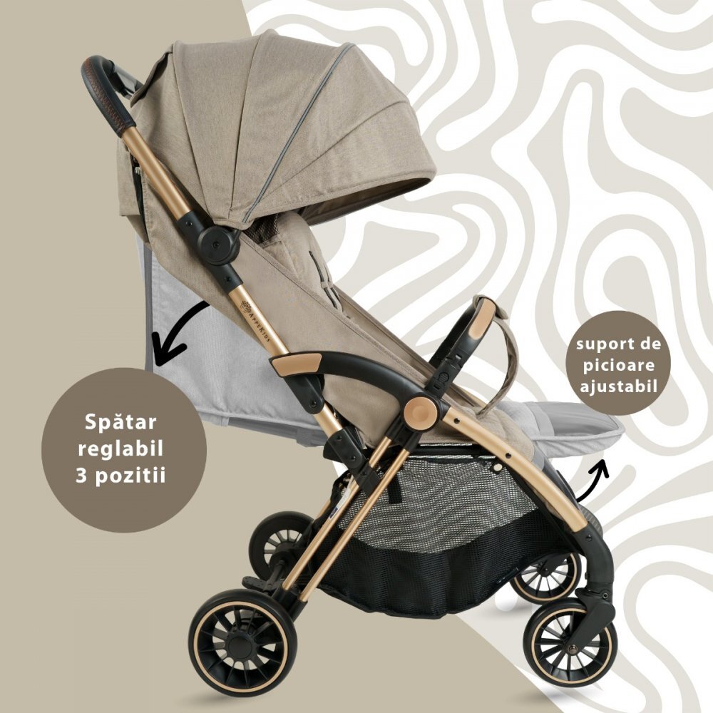 APPEKIDS Carucior sport Upp ultracompact cu pliere automata Bubble Beige