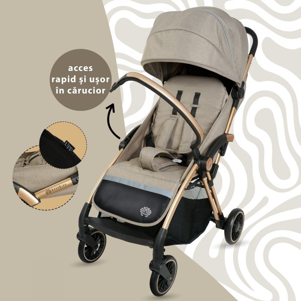 APPEKIDS Carucior sport Upp ultracompact cu pliere automata Bubble Beige