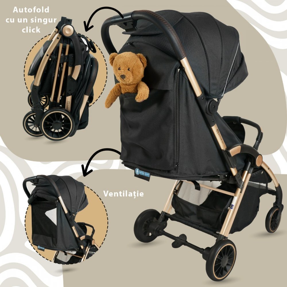 APPEKIDS Carucior sport Upp ultracompact cu pliere automata Jet Black