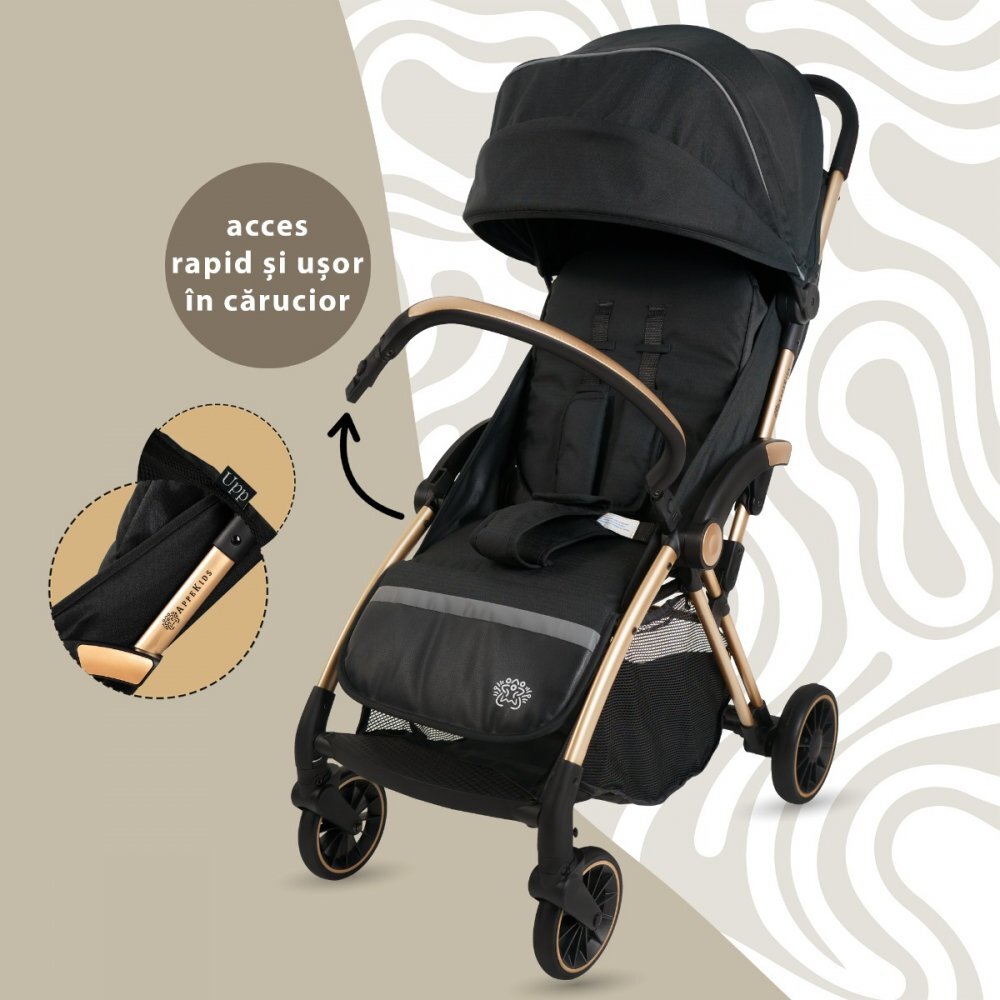 APPEKIDS Carucior sport Upp ultracompact cu pliere automata Jet Black