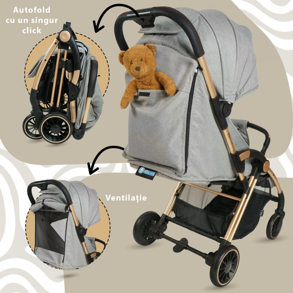 APPEKIDS Carucior sport Upp ultracompact cu pliere automata Powder Grey