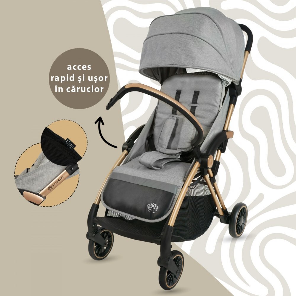 APPEKIDS Carucior sport Upp ultracompact cu pliere automata Powder Grey