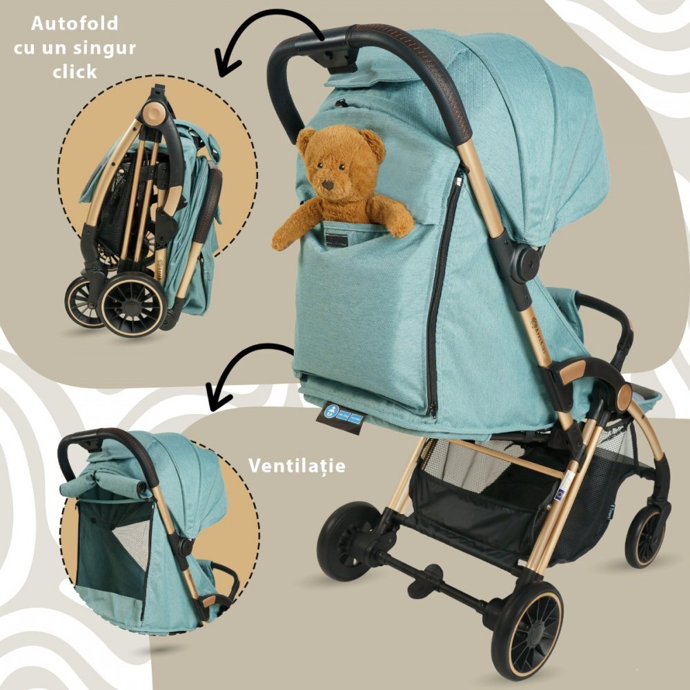 APPEKIDS Carucior sport Upp ultracompact cu pliere automata River Green