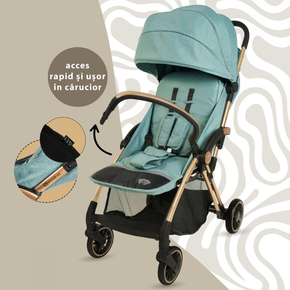 APPEKIDS Carucior sport Upp ultracompact cu pliere automata River Green