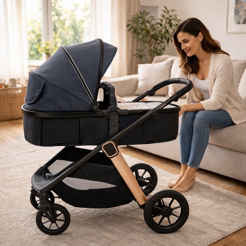 APPEKIDS Carucior transformabil 2 in 1 pentru copii Elite Navy Grey cu suspensii sezut reversibil accesorii greutate suportata 22 kg