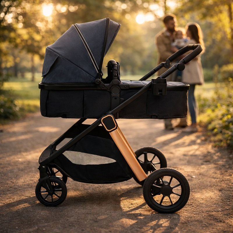 APPEKIDS Carucior transformabil 2 in 1 pentru copii Elite Navy Grey cu suspensii sezut reversibil accesorii greutate suportata 22 kg