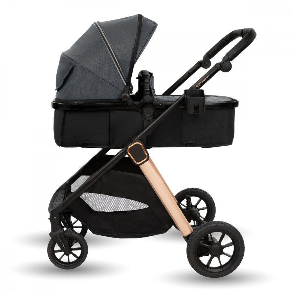 APPEKIDS Carucior transformabil 2 in 1 pentru copii Elite Navy Grey cu suspensii sezut reversibil accesorii greutate suportata 22 kg