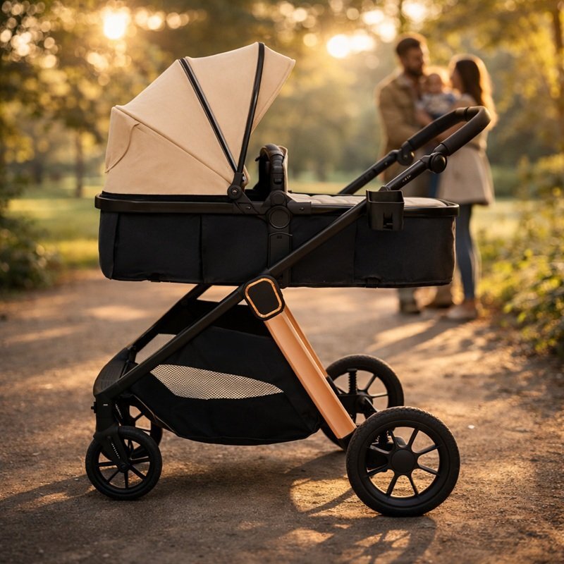 APPEKIDS Carucior transformabil 2 in 1 pentru copii Elite Sand cu suspensii sezut reversibil accesorii greutate suportata 22 kg