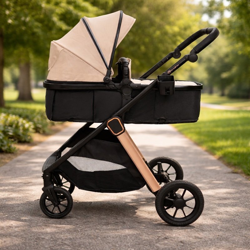 APPEKIDS Carucior transformabil 2 in 1 pentru copii Elite Sand cu suspensii sezut reversibil accesorii greutate suportata 22 kg