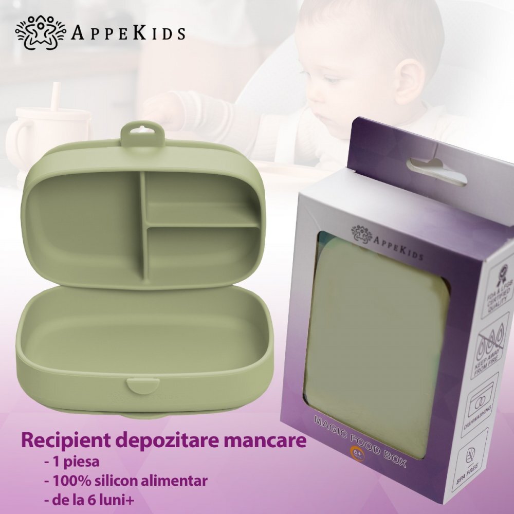APPEKIDS Caserola compartimentata din silicon cu ventuza Magic Box Bubble Beige