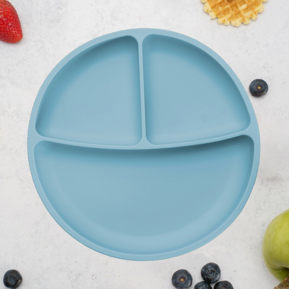 APPEKIDS Farfurie compartimentata din silicon cu ventuza Aqua Blue