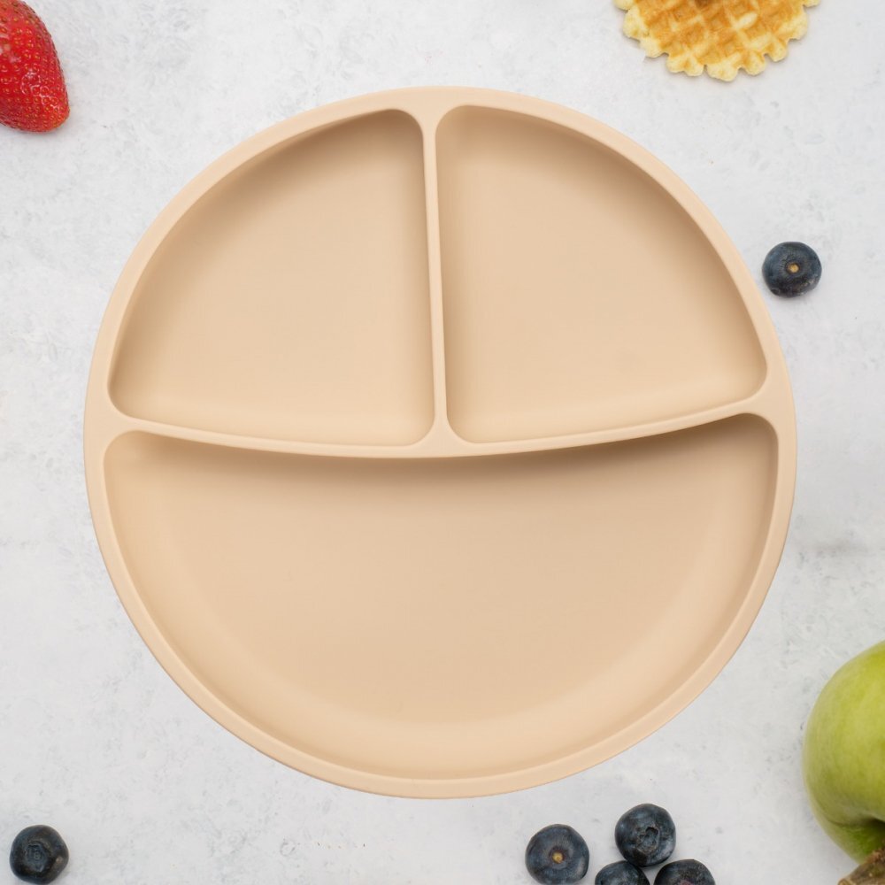 APPEKIDS Farfurie compartimentata din silicon cu ventuza Bubble Beige