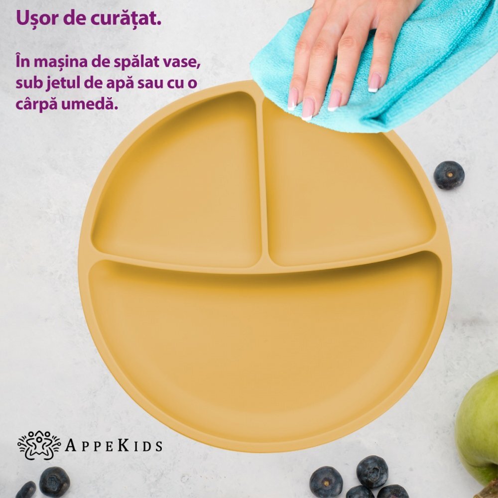 APPEKIDS Farfurie compartimentata din silicon cu ventuza Honey