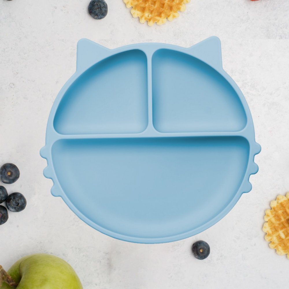 APPEKIDS Farfurie compartimentata din silicon cu ventuza Kitty Aqua Blue
