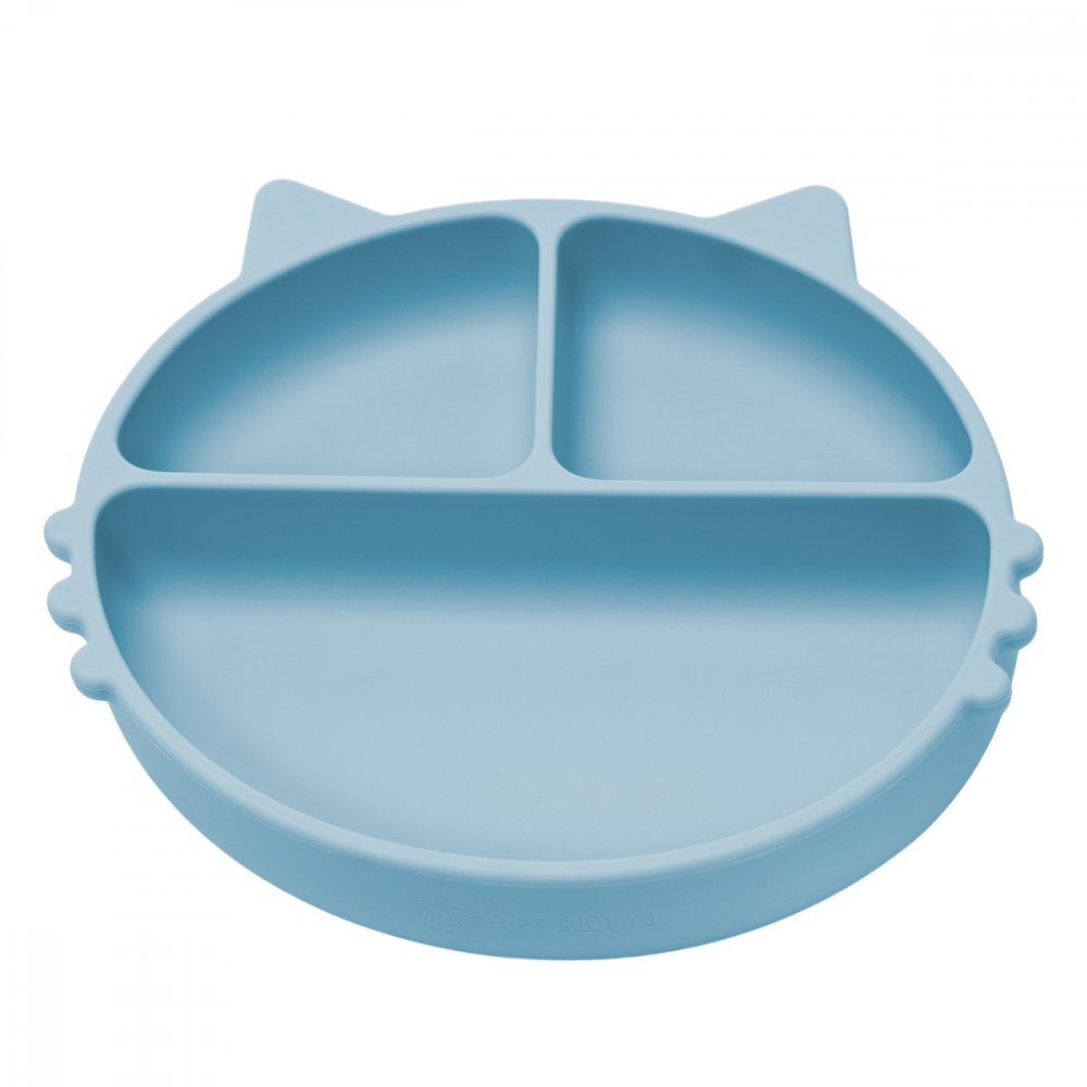 APPEKIDS Farfurie compartimentata din silicon cu ventuza Kitty Aqua Blue
