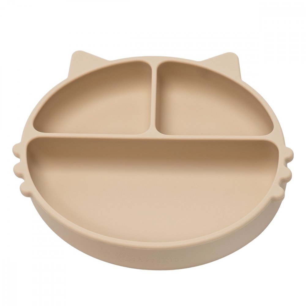 APPEKIDS Farfurie compartimentata din silicon cu ventuza Kitty Bubble Beige