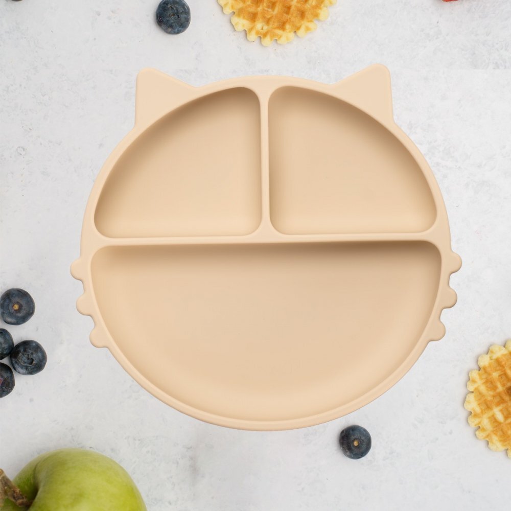 APPEKIDS Farfurie compartimentata din silicon cu ventuza Kitty Bubble Beige