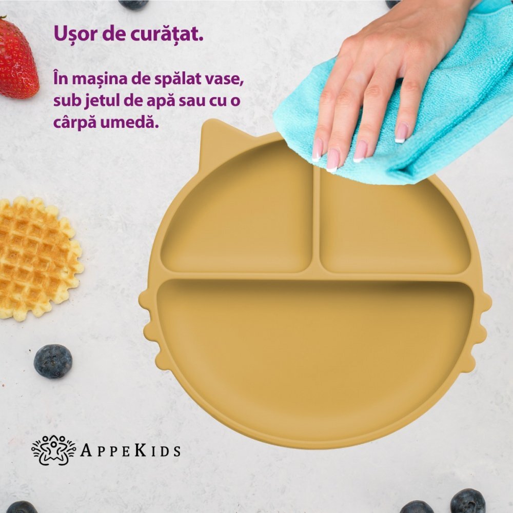 APPEKIDS Farfurie compartimentata din silicon cu ventuza Kitty Honey