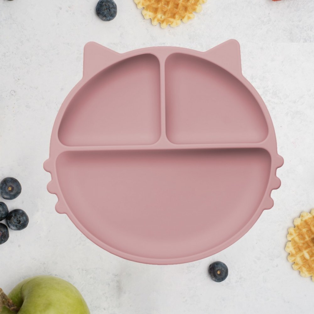 APPEKIDS Farfurie compartimentata din silicon cu ventuza Kitty Old Rose