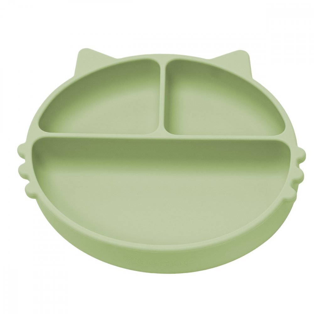 APPEKIDS Farfurie compartimentata din silicon cu ventuza Kitty Raw Green