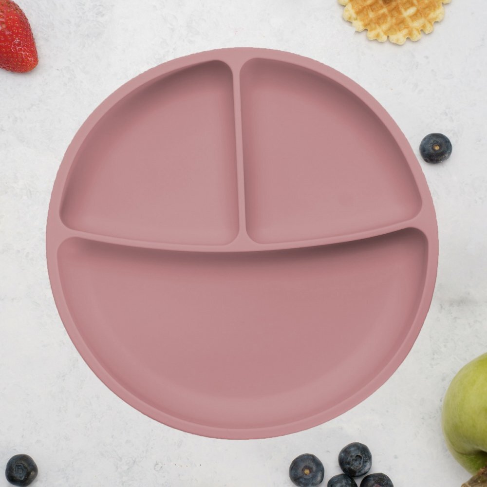 APPEKIDS Farfurie compartimentata din silicon cu ventuza Old Rose