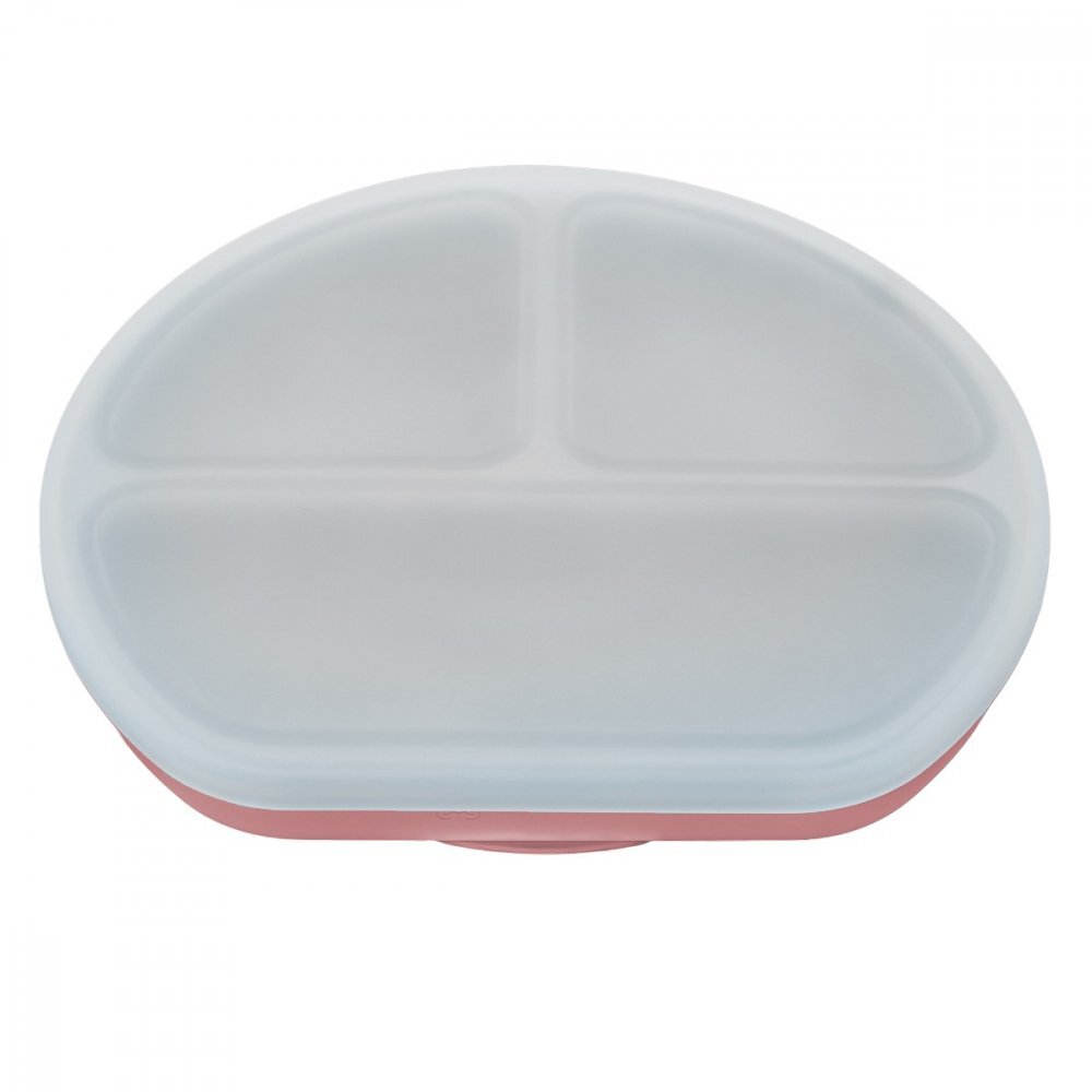 APPEKIDS Farfurie compartimentata din silicon cu ventuza si capac Old Rose