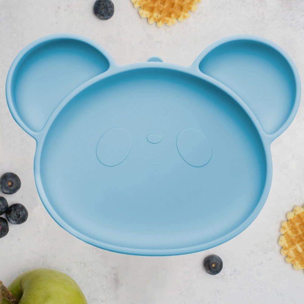 APPEKIDS Farfurie din silicon cu ventuza Panda Aqua Blue