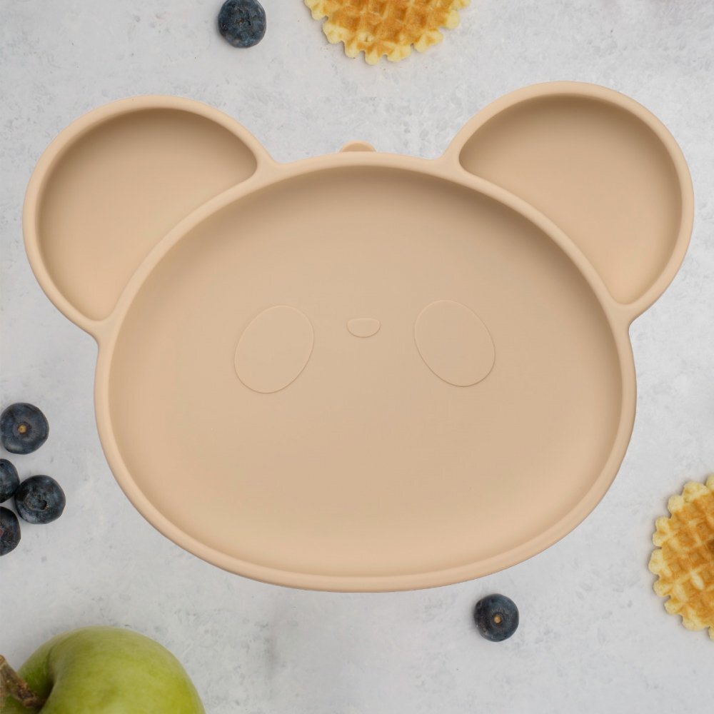 APPEKIDS Farfurie din silicon cu ventuza Panda Bubble Beige