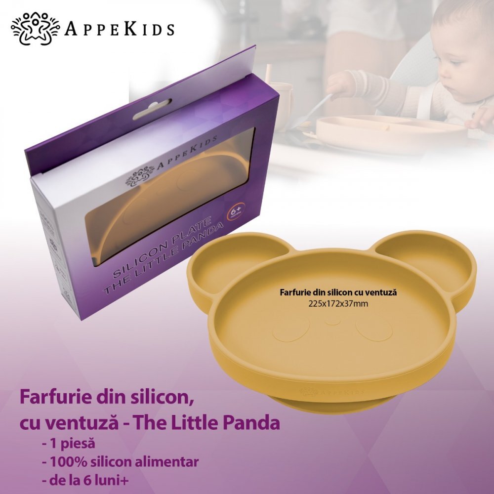 APPEKIDS Farfurie din silicon cu ventuza Panda Honey