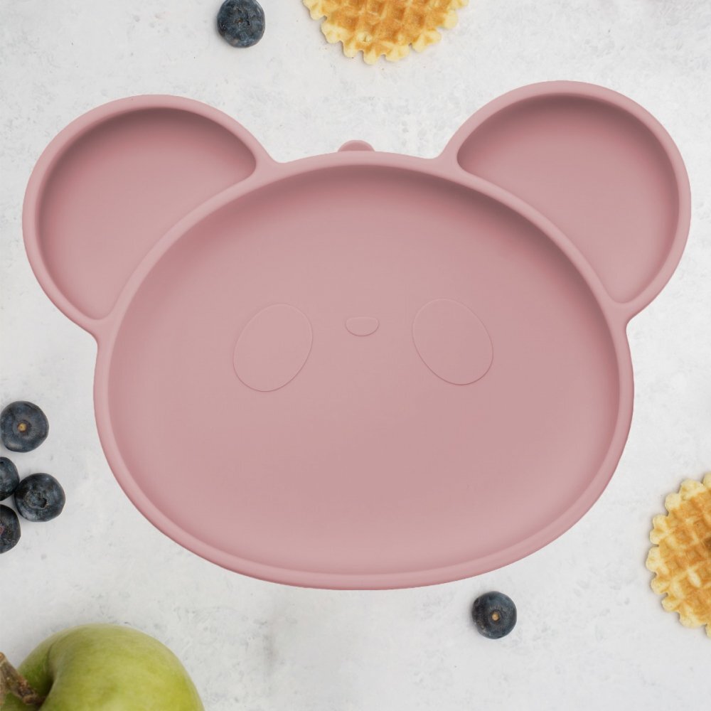 APPEKIDS Farfurie din silicon cu ventuza Panda Old Rose